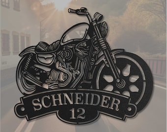 Personalisierte Motorrad Metallschild | Stahl Wanddekor | Geschenk für Biker | Benutzerdefiniertes Namensschild für Motorradfahrer | Besonderes und Einzigartiges Geschenk