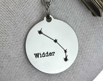 Celestial Widder Sternbild Schlüsselanhänger | Personalisierte Astrologie Kunst | Widder Geschenk | Einzigartiger und besonderer Sternzeichen Schlüsselanhänger