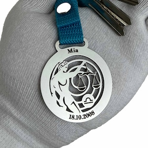 Celestial Libra Zodiac Illustration Keychain | Personalized Astrology Art | Custom Libra Gift | Unique and Special Zodiac Keyring