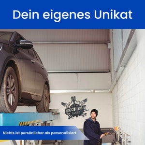 Personalisiertes Werkstatt Metallschild Individuelles Schild für die Auto-Werkstatt Besonderes und Einzigartiges Geschenk für Mechaniker Bild 4