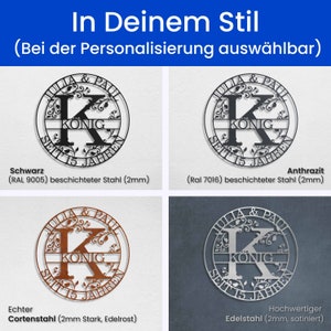 Personalisiertes Namensschild aus Metall Perfektes Hochzeitsgeschenk, Monogramm Wanddeko mit Nachnamen für Paare, Einzigartiges Geschenk Bild 5