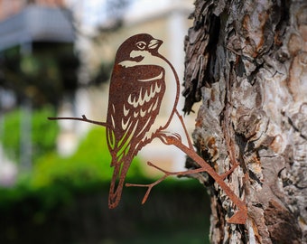 Spatz Baumstecker | Vogel Gartenstecker | Rustikales Outdoor Dekor | Perfektes Geschenk für Vogel-Enthusiasten | Natur Dekor | Geschenk für sie |