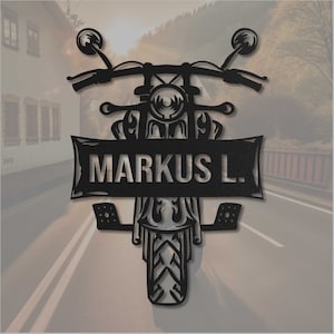 Personalized Motorcycle Metal Wall Sign | Steel Wall Decor | Gift for Bikers | Custom Nameplate for Motorcyclists | Special and Unique Gift
