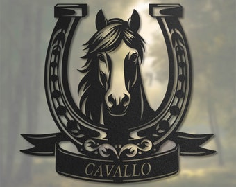 Horse in Horseshoe Metal Sign | Charming Horseshoe Sign | Personalized Horse & Horseshoe Decor for Home | Perfect Gift for Horse Lovers