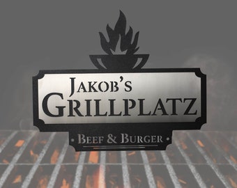 Personalized Grill Area Sign | Custom-Made Metal Decoration | Grill Area Enhancement | Grilling Gift | Grill Sign with Name | Gift for Dad's