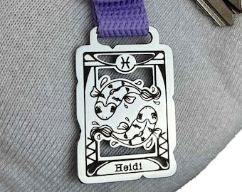 Llavero personalizado del zodiaco Piscis / Amuleto astrológico personalizado / Regalo de Piscis / Regalo para entusiastas del zodiaco / Regalo especial y único