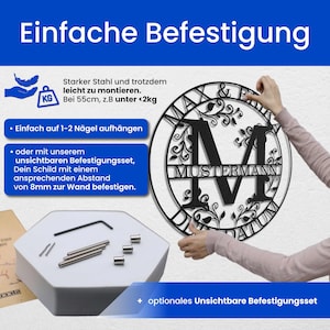 Personalisiertes Namensschild aus Metall Perfektes Hochzeitsgeschenk, Monogramm Wanddeko mit Nachnamen für Paare, Einzigartiges Geschenk Bild 7