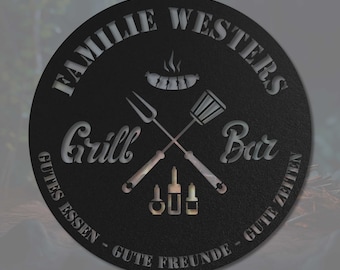 Personalisiertes Grillmeister Metallschild | Fantastisches BBQ-Geschenk für den Grill-Guru | Benutzerdefiniertes Schild für den Grillplatz