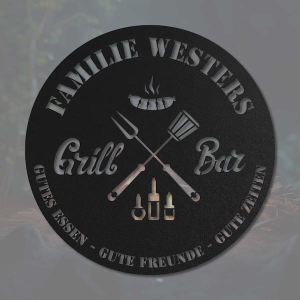 Personalisiertes Grillmeister Metallschild | Fantastisches BBQ-Geschenk für den Grill-Guru | Benutzerdefiniertes Schild für den Grillplatz