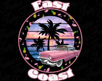 East Coast SVG/JPG/PNG Design File, Old Car, Cadillac, Pink, Digital Download