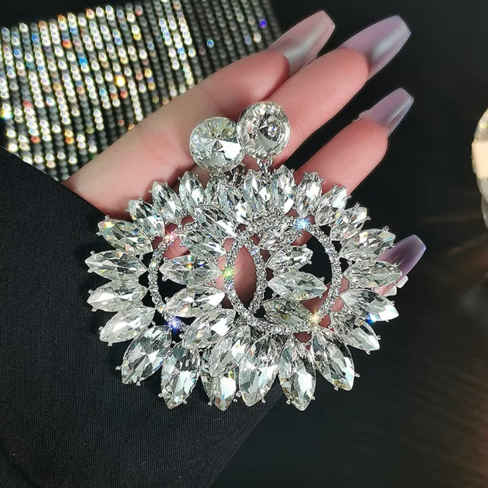 LUXURIOUS Big Party, Drag Queen, Statement Hoop Dangle Crystal