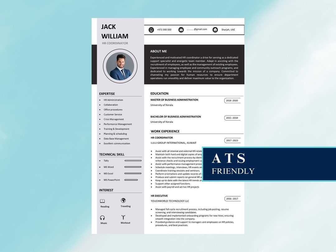 Modèle de CV convivial ATS pour CV Word et Pages modèle de CV Etsy France