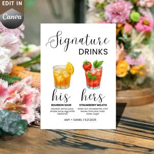 Modern Wedding Signature Drink Sign, Minimalist Bar Menu (Digital Download)