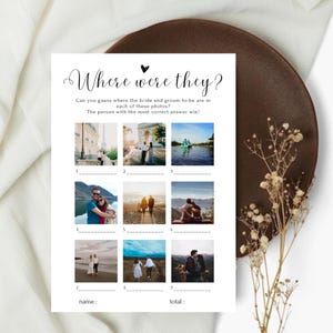 Where Were They Game Bridal Shower Games, Bridal Shower Engagement Party Games, Wedding Shower Fun, Couples Shower Canva Templates