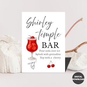 Graduation Shirley Temple Bar Sign, Minimalist Table Sign, Mocktail Menu Sign, Printable Grad Decor, Instant Download, Non Alcoholic Drinks