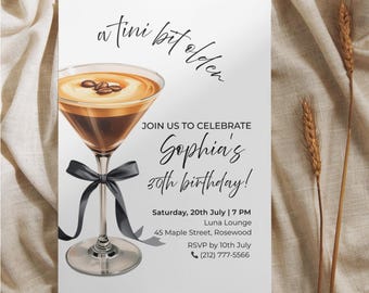 Martini Birthday Invitation Template | Elegant Cocktail Party Invite (Digital Download)