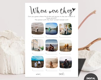 Bridal Shower Game: Where Were They Photo Game (Canva Editable Download)