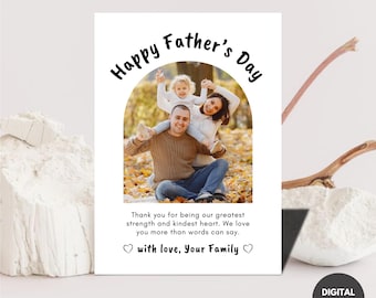 Personalized Photo Father's Day Card, Minimalist Design (Canva Template)