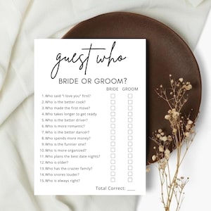 Guess Who Bride or Groom Game: Bridal Shower Fun (Canva Template)