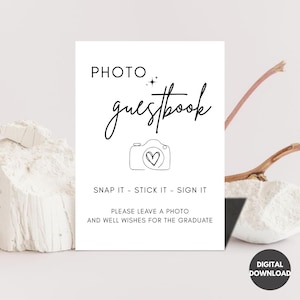 Photo Guestbook Sign For Graduation Party, Photo Sign Our Guestbook, Class of 2025 Party Decor, Editable, Polaroid Grad Guestbook, Canva