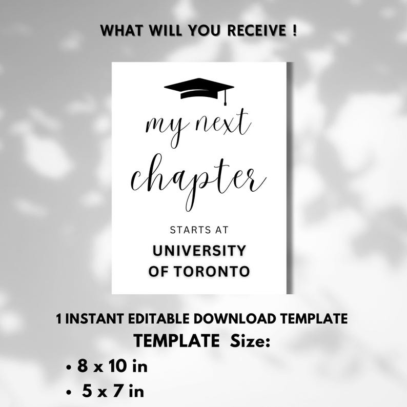 Editable Graduation Party Sign, My Next Chapter Template (digital ...