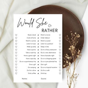 Would She Rather Bridal Shower Game, Customized Bridal Shower Games, This or that Bridal game, Personalized Bridal Games, Canva tempale