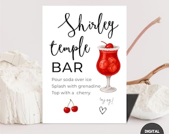 Graduation Shirley Temple Bar Sign, Minimalist Drink Menu, Editable Canva Template (Digital Download)