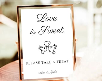 Love is Sweet Wedding Sign Template, Minimalist Treat Table Decor (Digital Download)