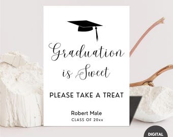 Editable Graduation Dessert Table Sign, Candy Bar Decor (Digital Download)