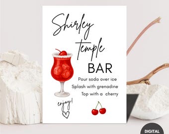 Graduation Shirley Temple Bar Sign, Mocktail Party Decor (Digital Download)