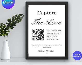Wedding Photo QR Code Sign, Share the Love (Canva Template)