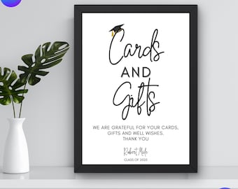 Afstudeerkaarten en cadeaubord afdrukbaar, modern minimalistisch decor (canvasjabloon)