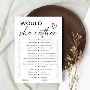 Would She Rather Bridal Shower Game, Customized Bridal Shower Games, This or that Bridal game, Personalized Bridal Games, Canva tempale