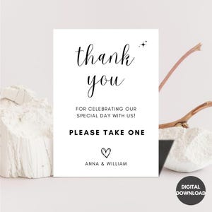 Minimalistische bruiloft gunsten teken sjabloon, modern gunst teken, neem een gunst, geschenken tafel teken, bewerkbare gunsten ondertekenen afdrukbare