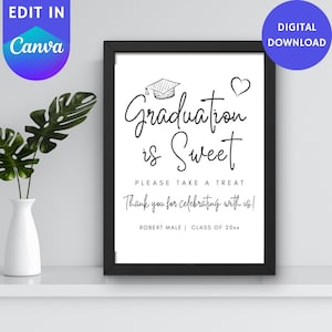 Graduation Dessert Table Sign, Printable Graduation Treat Table Sign, Editable Graduation Candy Bar Sign, Graduation Sign, Graduation Treats