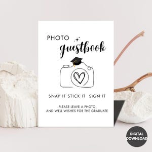 Photo Guestbook Sign For Graduation Party, Photo Sign Our Guestbook, Class of 2025 Party Decor, Editable, Polaroid Grad Guestbook, Canva