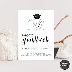 Photo Guestbook Sign For Graduation Party, Photo Sign Our Guestbook, Class of 2025 Party Decor, Editable, Polaroid Grad Guestbook, Canva
