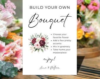 Flower Bar Sign Printable – Build Your Own Bouquet Wedding Sign, Editable Canva Template