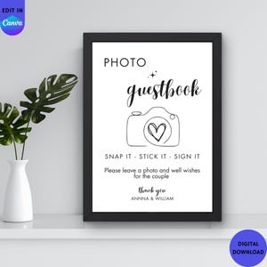 Photo Guestbook Sign, Photo Guestbook Sign Printable, Photo GuestBook Sign Template, Photo Wedding Sign, Leave A Photo, Snap It Shake it