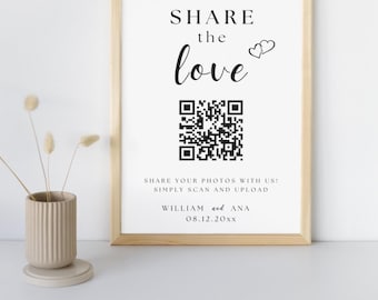 Wedding Photo QR Code Sign, Share the Love (Digital Download)