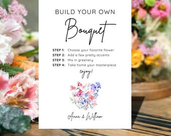 Build a Bouquet Wedding Sign, Minimalist Floral Bar (Digital Download)