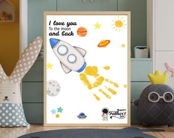 Fathers Day Handprint Craft, Fathers Day Handprint Art, Fathers Day Crafts, Fathers Day Gift for Dad, Kids Toddler Baby Keepsake Printable