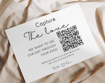 Capture the Love Wedding QR Code Card: Photo Sharing (Canva Template)