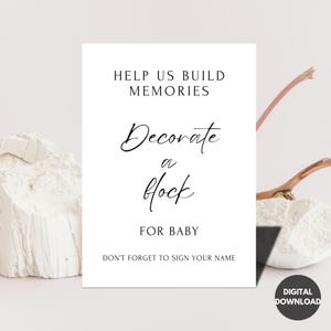 Decorate a Baby Block Sign, Baby Block For Decorations At A Baby Shower, Minimalist Baby Shower, Printable Decorate a Block Baby, Editable