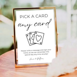 Playing Cards Guest Sign, Pick A Card Any Card, Please Sign Our Guestbook, Minimalist Wedding Sign, Wedding Guestbook Playing Cards Sign,