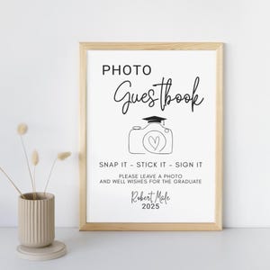Photo Guestbook Sign For Graduation Party, Photo Sign Our Guestbook, Class of 2025 Party Decor, Editable, Polaroid Grad Guestbook, Canva