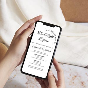 Electronic Rehearsal Dinner Invitation Template, Minimalist Digital Rehearsal Dinner Invite, The Night Before Wedding Invitation, Editable
