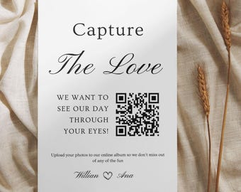 Capture the Love Wedding QR Code Sign, Editable Photo Sharing (Digital Download)