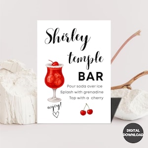 Graduation Shirley Temple Bar Sign, Minimalist Table Sign, Mocktail Menu Sign, Printable Grad Decor, Instant Download, Bar Drink Sign Canva