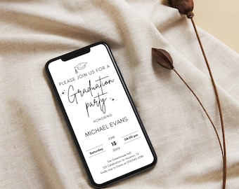 Modern Graduation Party Phone Invitation Template (Digital Download)
